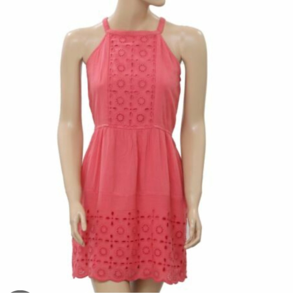 Abercrombie Kids Coral Eyelet Detail Sleeveless Dress